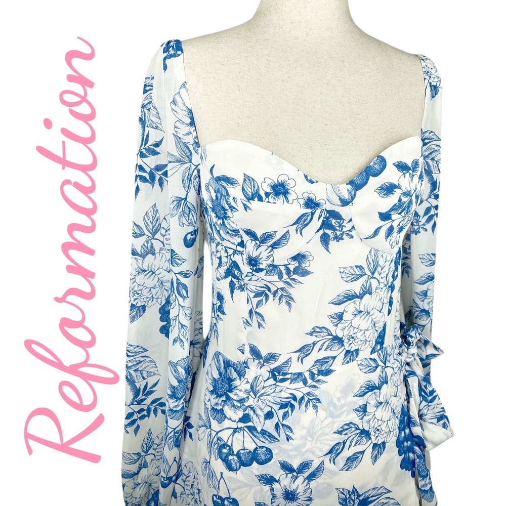 REFORMATION NWT Cammi Mini Dress Corsica Floral Size 8 Milkmaid Corset Coquette - Picture 6 of 16